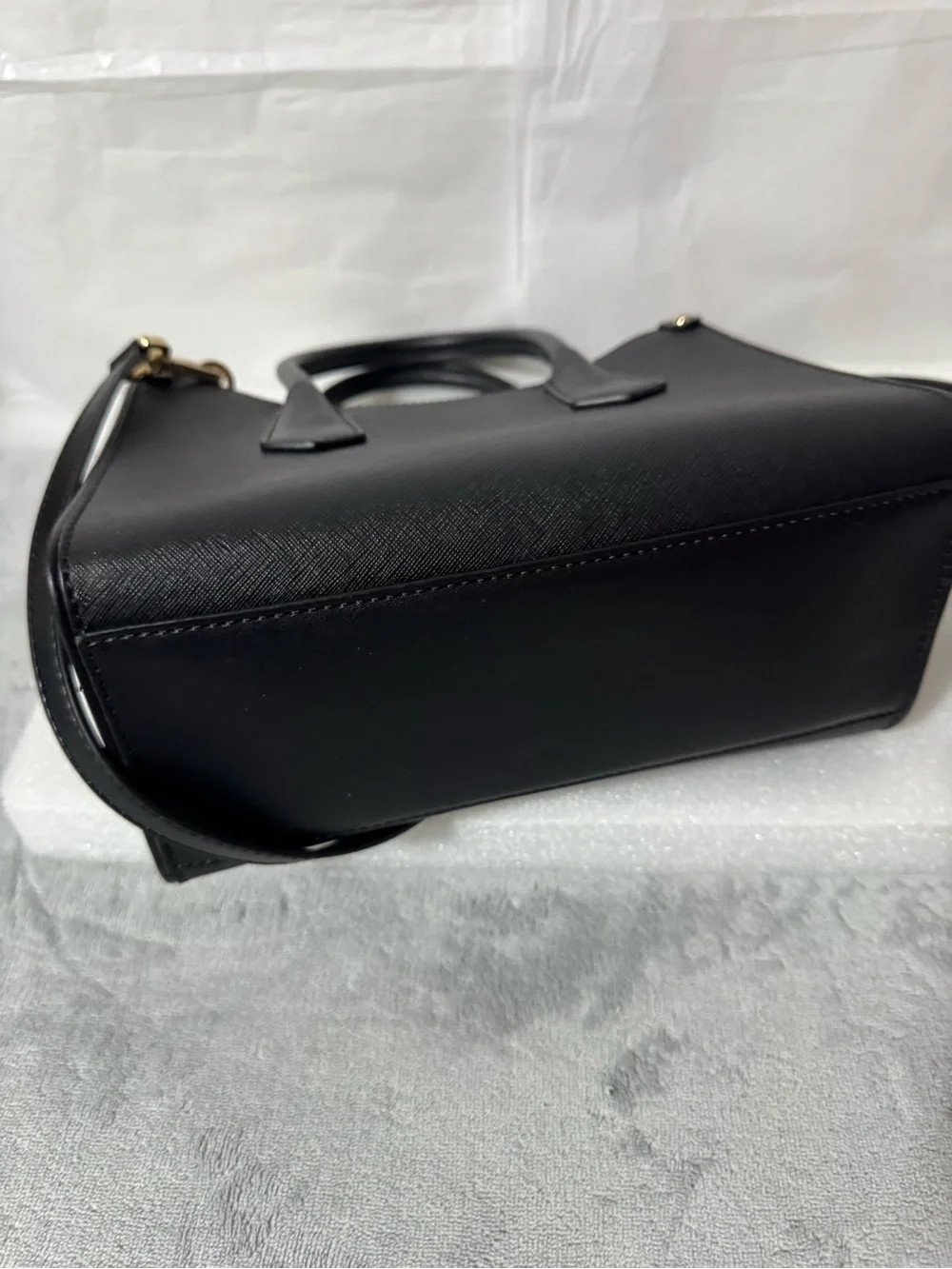 Michael Kors Black Saffiano Satchel with Gold Accents